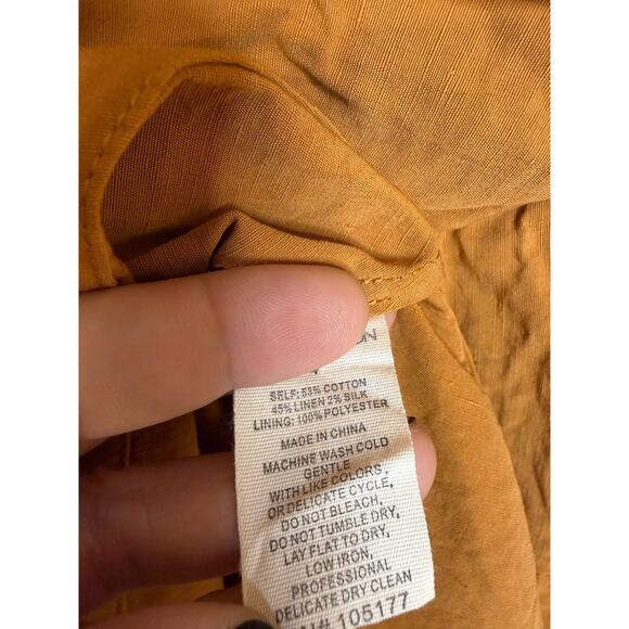 Ulla Johnson Maxi Drs Sz 4 Mustard Rouched Boho Chic Classy Ruffles Pockets - Picture 3 of 6